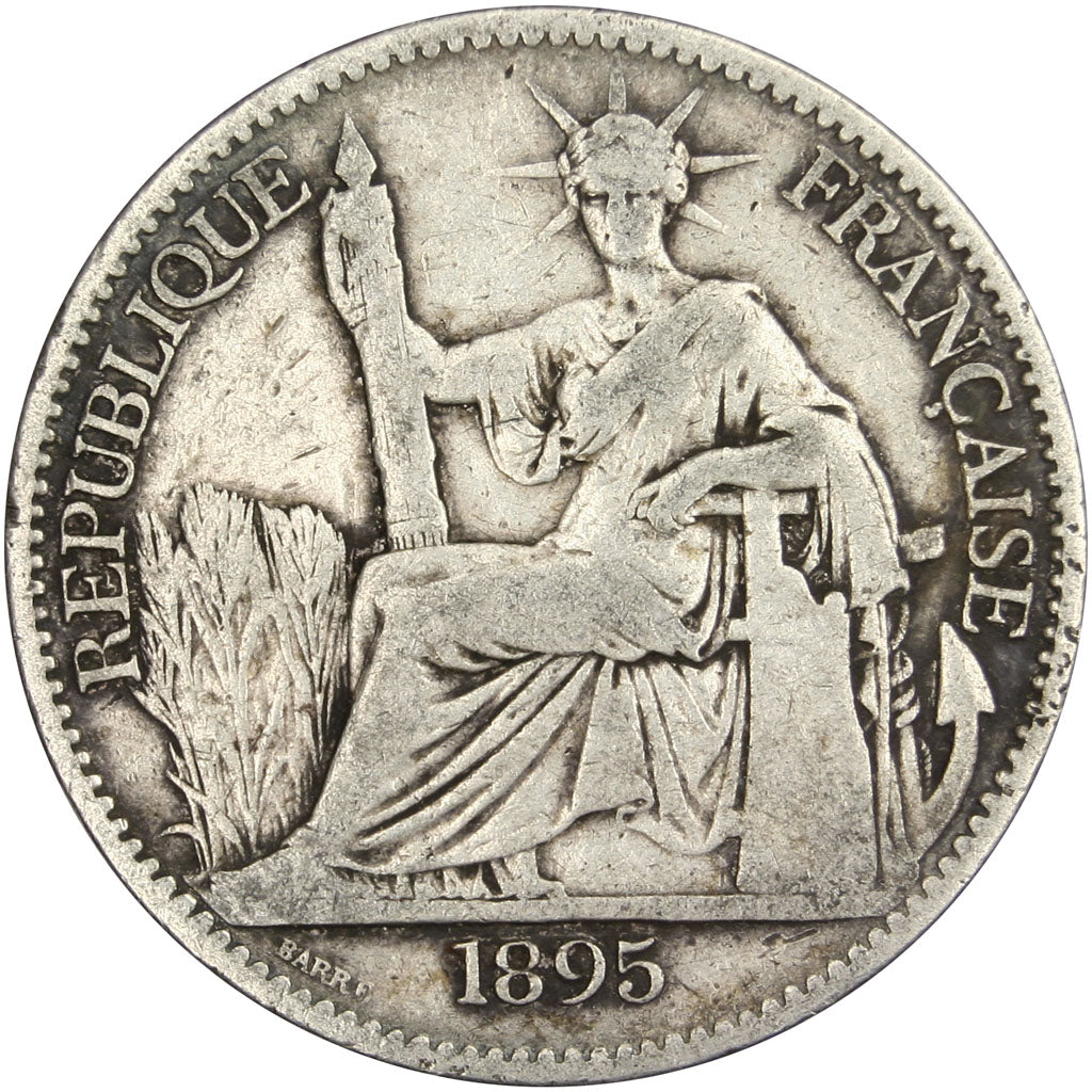 Indochine, 50 Cent, 1895, Paris, VF(30-35), Silver, Lecompte #257, 13.50