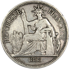 Indochine, 1 Piastre, 1888, Paris, EF(40-45), Silver, Lecompte #269, 27.13