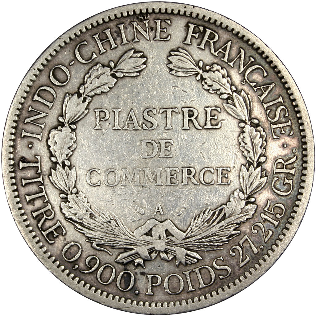 Indochine, 1 Piastre, 1888, Paris, EF(40-45), Silver, Lecompte #269, 27.13