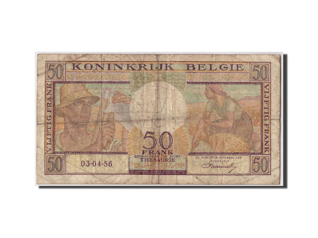 Belgium, 50 Francs, 1956, KM:133b, 1956-04-03, VF(20-25)