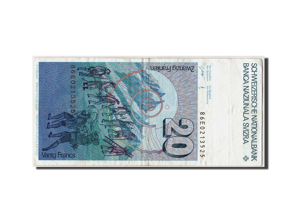 Svizzera, 20 Franken, 1986, KM:55f, Undated, BB