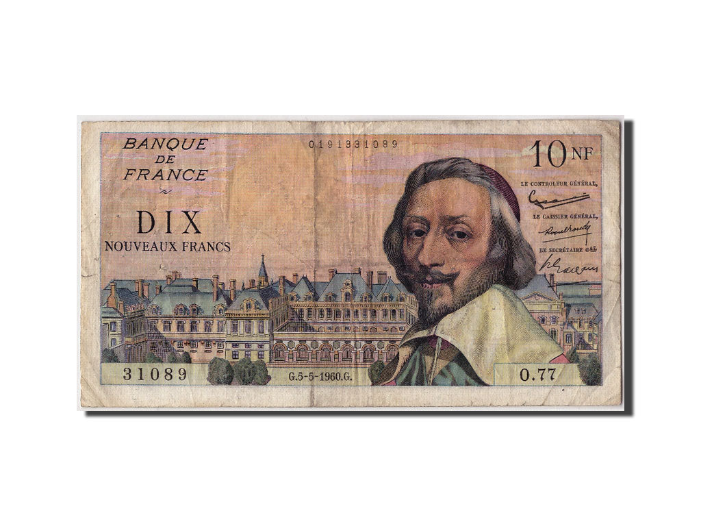 France, 10 Nouveaux Francs, 10 NF 1959-1963 ''Richelieu'', 1960, KM:142a, 196...