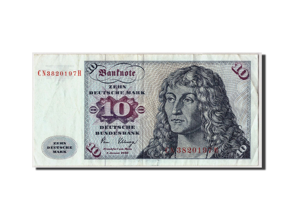 Banconote, GERMANIA - REPUBBLICA FEDERALE, 10 Deutsche Mark, 1980, KM:31d