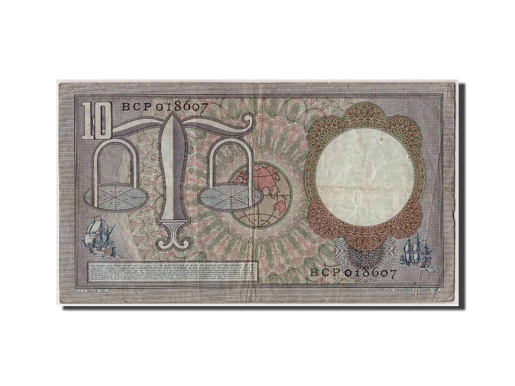 Netherlands, 10 Gulden, 1953, KM:85, 1953-03-23, VF(30-35)