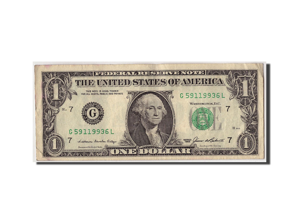 United States, One Dollar Federal Reserve Note, 1985, Chicago, KL:3706, Undated,
