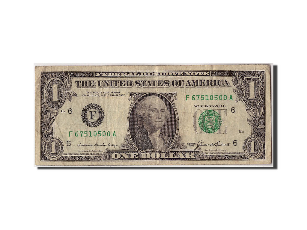 United States, One Dollar Federal Reserve Note, 1985, Chicago, KL:3706, Undated,