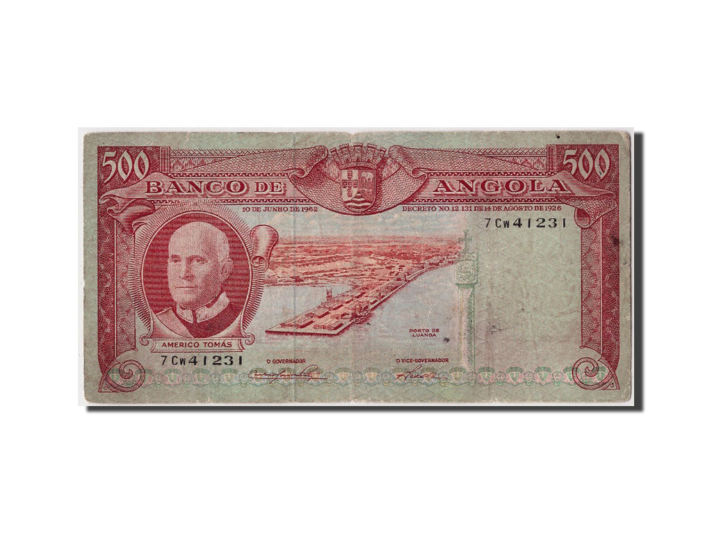 Banknote, Angola, 500 Escudos, 1962, 1962-06-10, KM:95, VF(20-25)