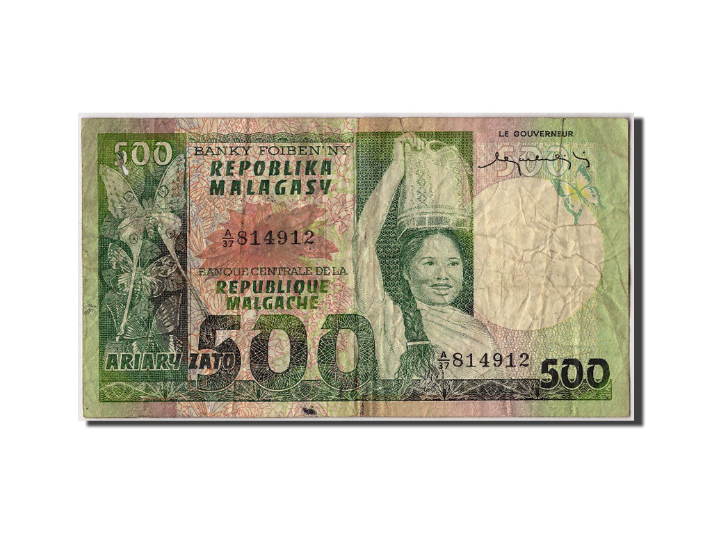 Madagascar, 500 Francs = 100 Ariary, Undated, KM:64a, Undated, VF(20-25)