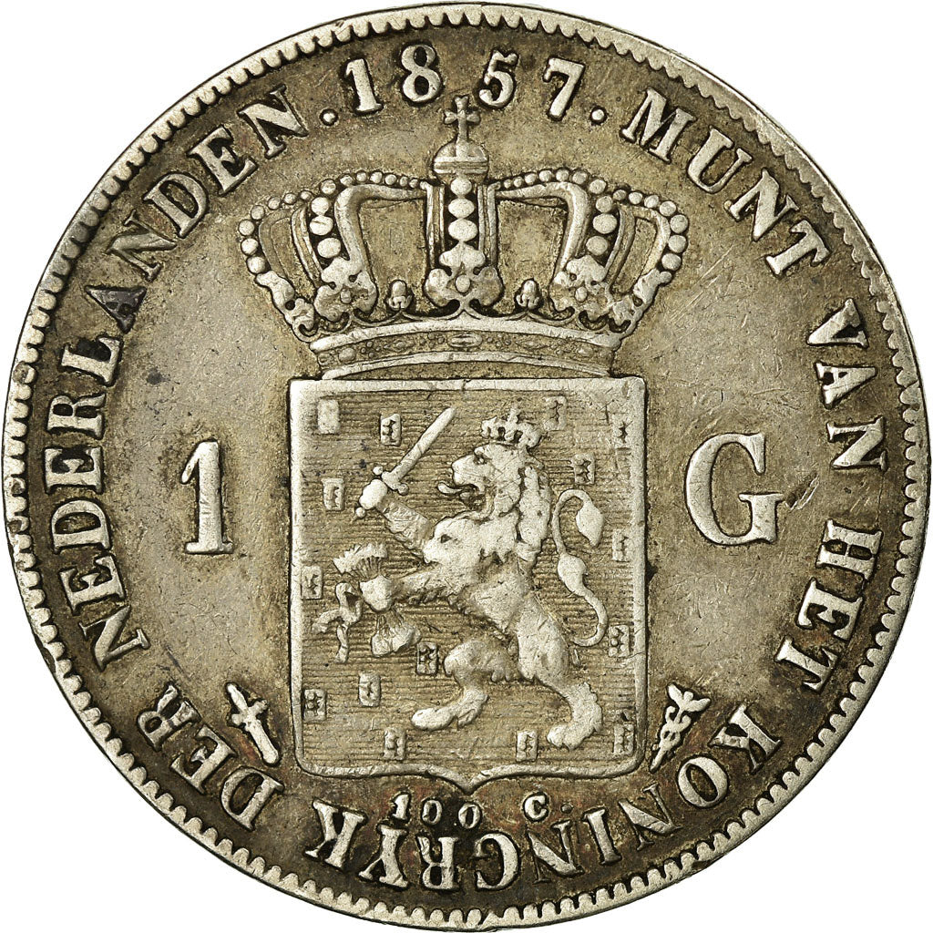 Coin, Netherlands, William III, Gulden, 1857, Utrecht, EF(40-45), Silver, KM:93