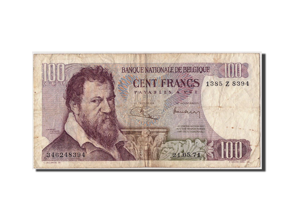 Banknote, Belgium, 100 Francs, 1971, 1971-05-21, KM:134b, VF(20-25)