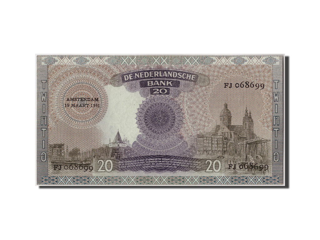 Banconote, Paesi Bassi, 20 Gulden, 1941, KM:54, 1941-03-19, SPL