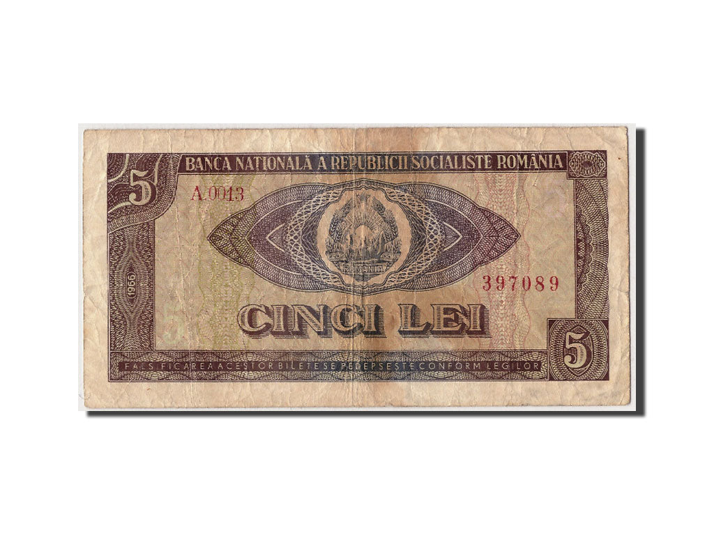 Romania, 5 Lei, 1966, KM:93a, Undated, MB