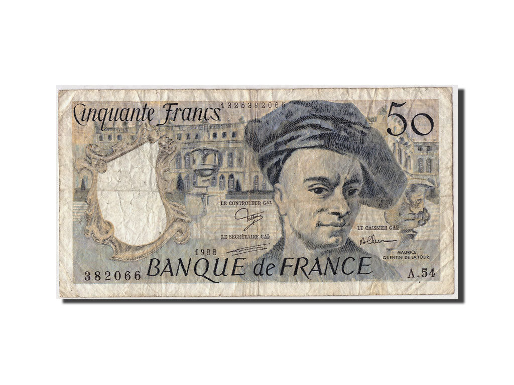 France, 50 Francs, 50 F 1976-1992 ''Quentin de La Tour'', 1988, KM:152d