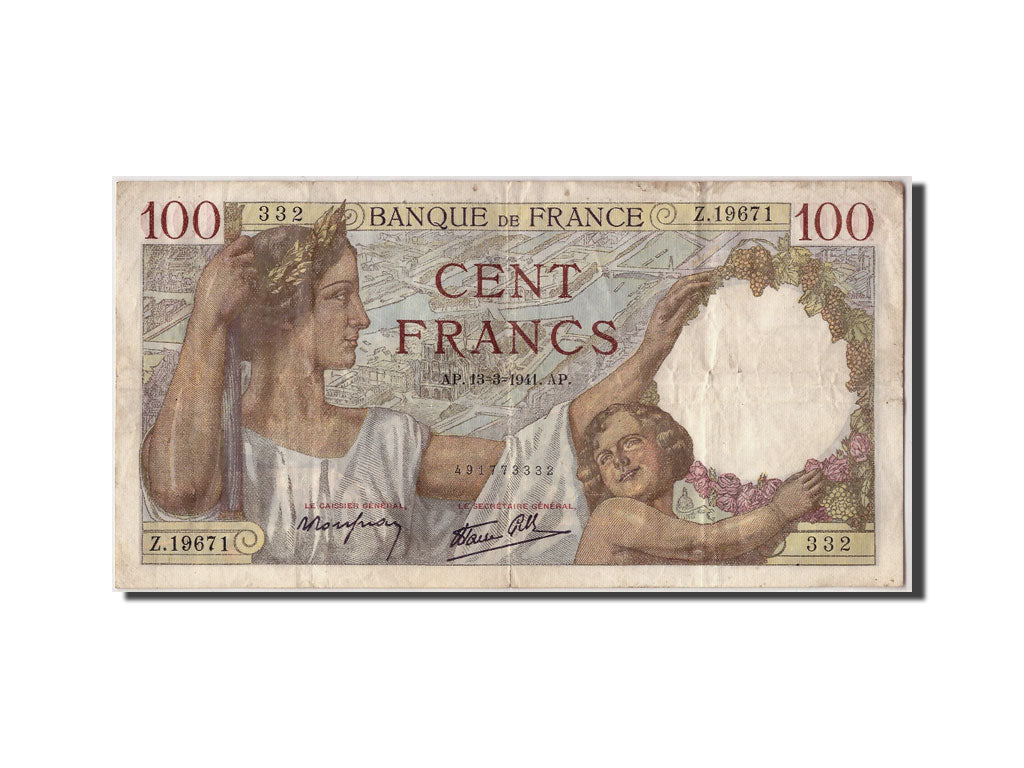 Banknote, France, 100 Francs, 100 F 1939-1942 ''Sully'', 1941, 1941-03-13