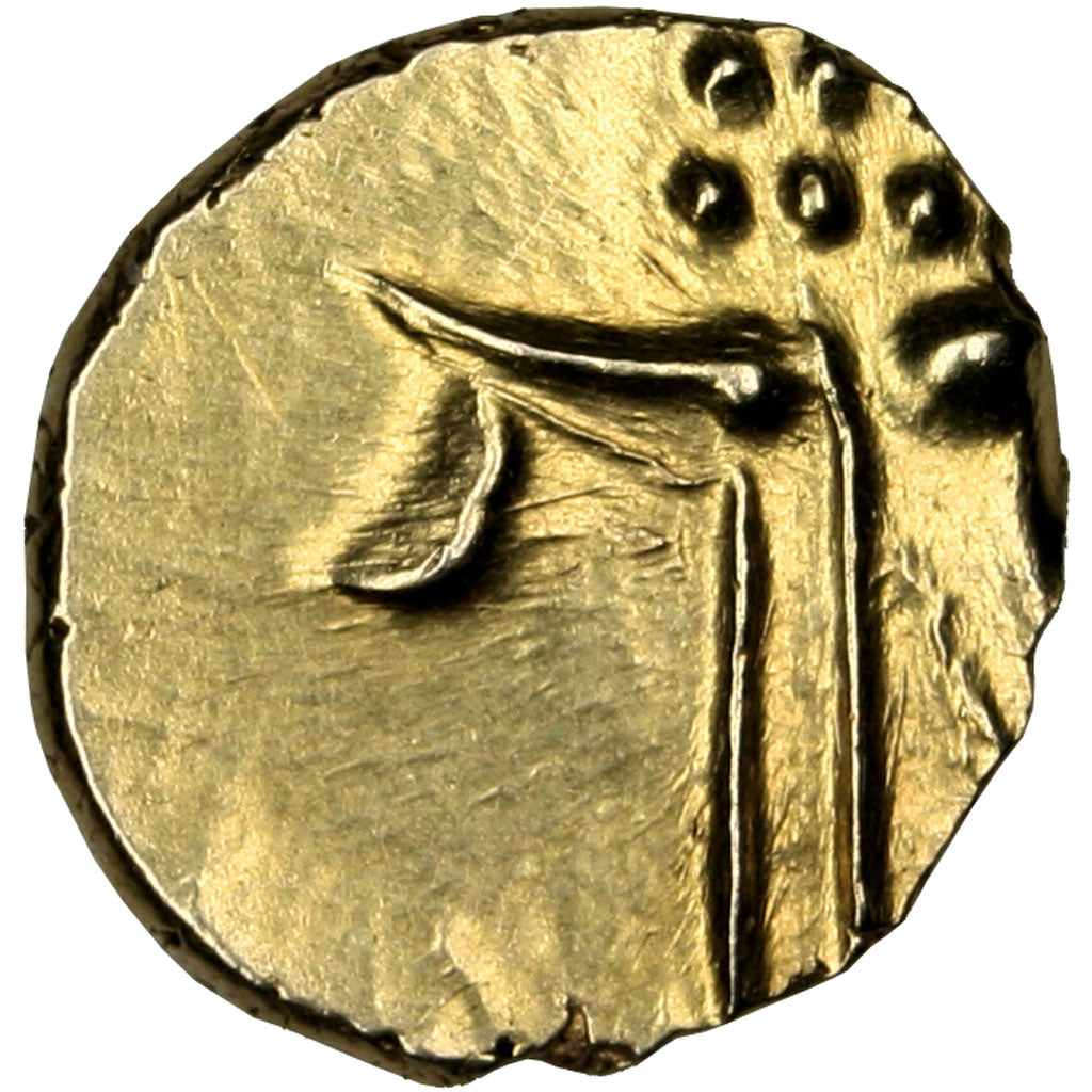 India, Fanam, KM #23, MS(63), Gold, 0.40