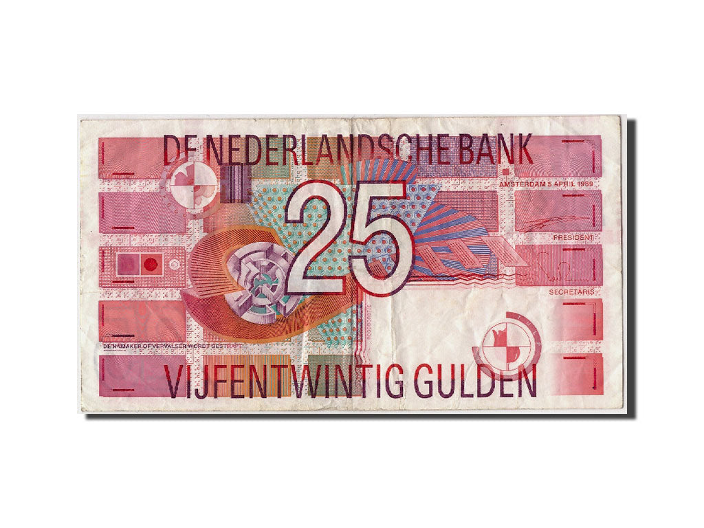 Netherlands, 25 Gulden, 1989, KM:100, 1989-04-05, VF(20-25)