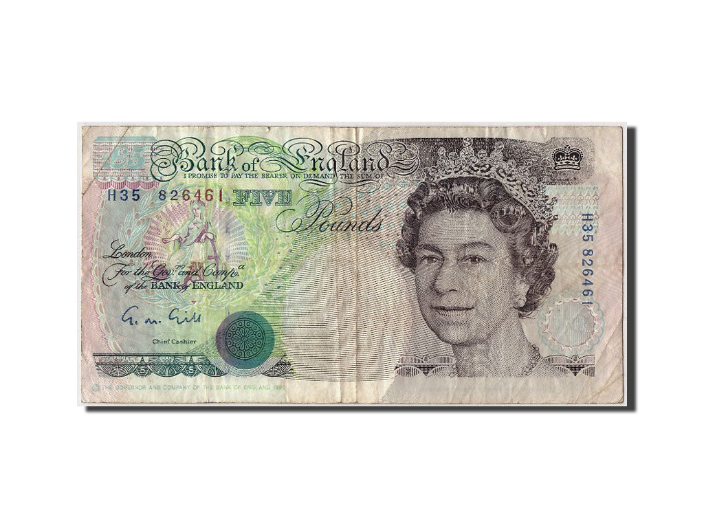 Great Britain, 5 Pounds, Undated (199-91), KM:382a, Undated, VF(20-25)