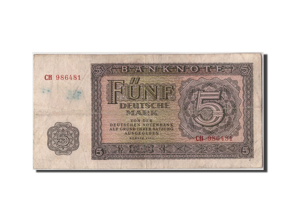 Banconote, Germania - Repubblica Democratica, 5 Deutsche Mark, 1955, KM:17