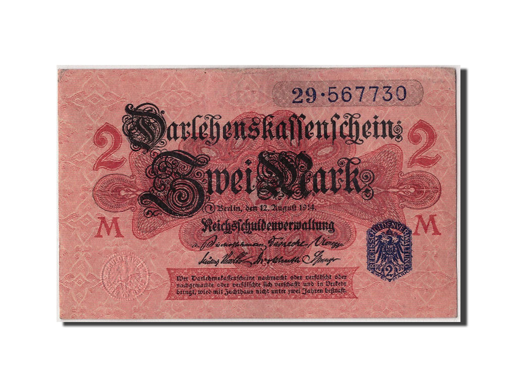 Germania, 2 Mark, 1914, KM:55, 1914-08-12, SPL-
