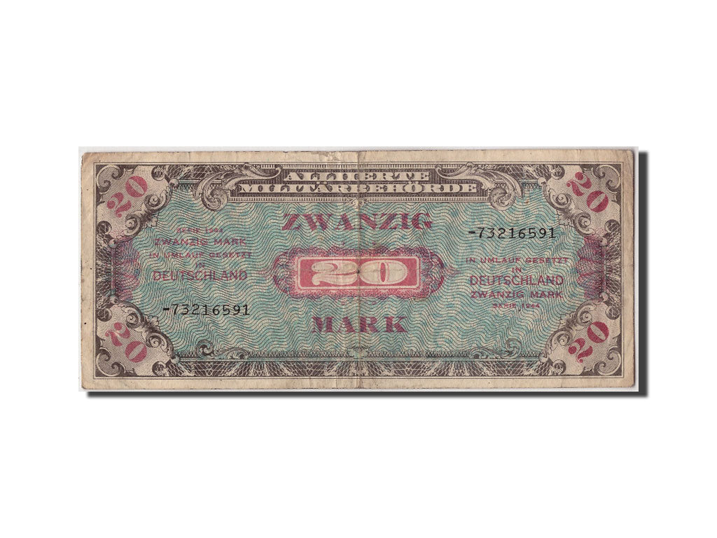 Banknote, Germany, 20 Mark, 1944, Undated, KM:195d, F(12-15)