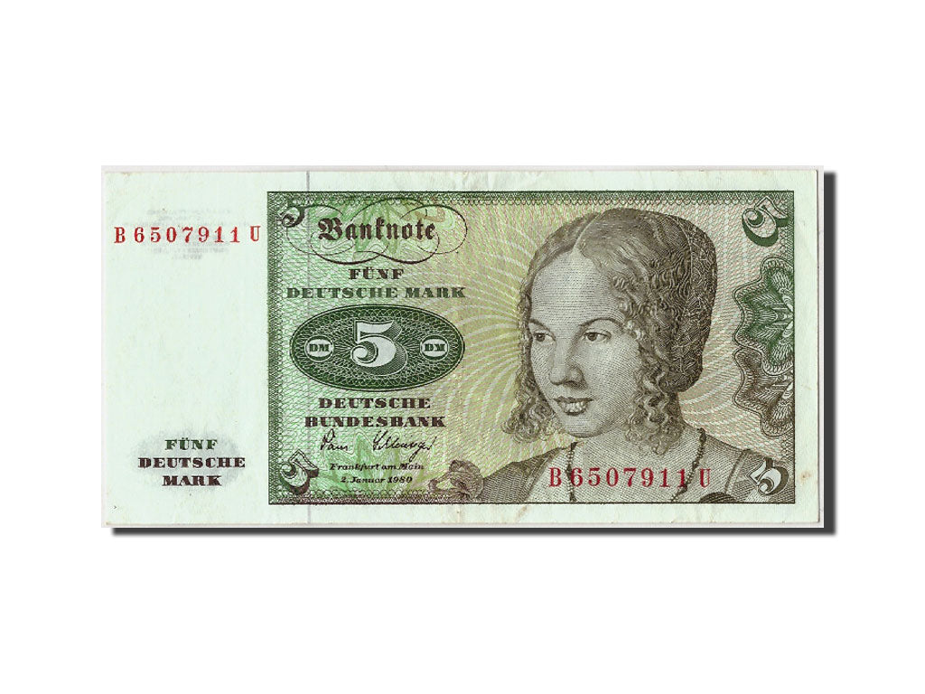GERMANY - FEDERAL REPUBLIC, 5 Deutsche Mark, 1980, KM:30b, 1980-01-02, AU(50-53)