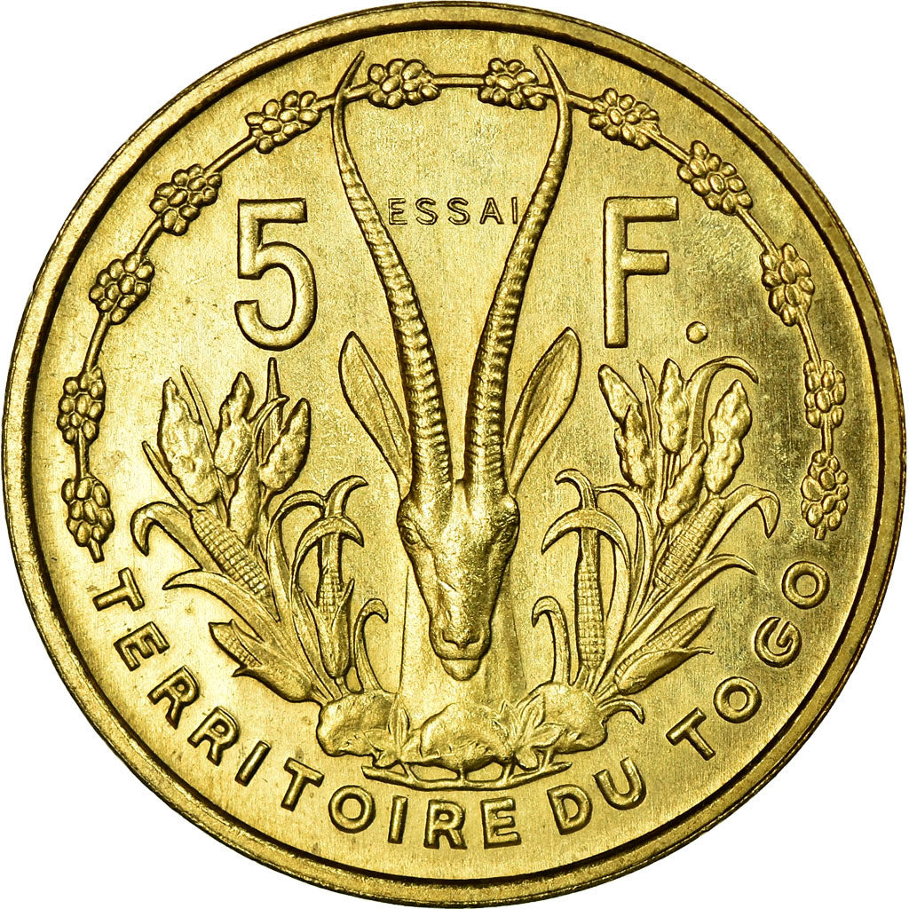 Coin, Togo, 5 Francs, 1956, Paris, MS(63), Aluminum-Bronze, Lecompte:23