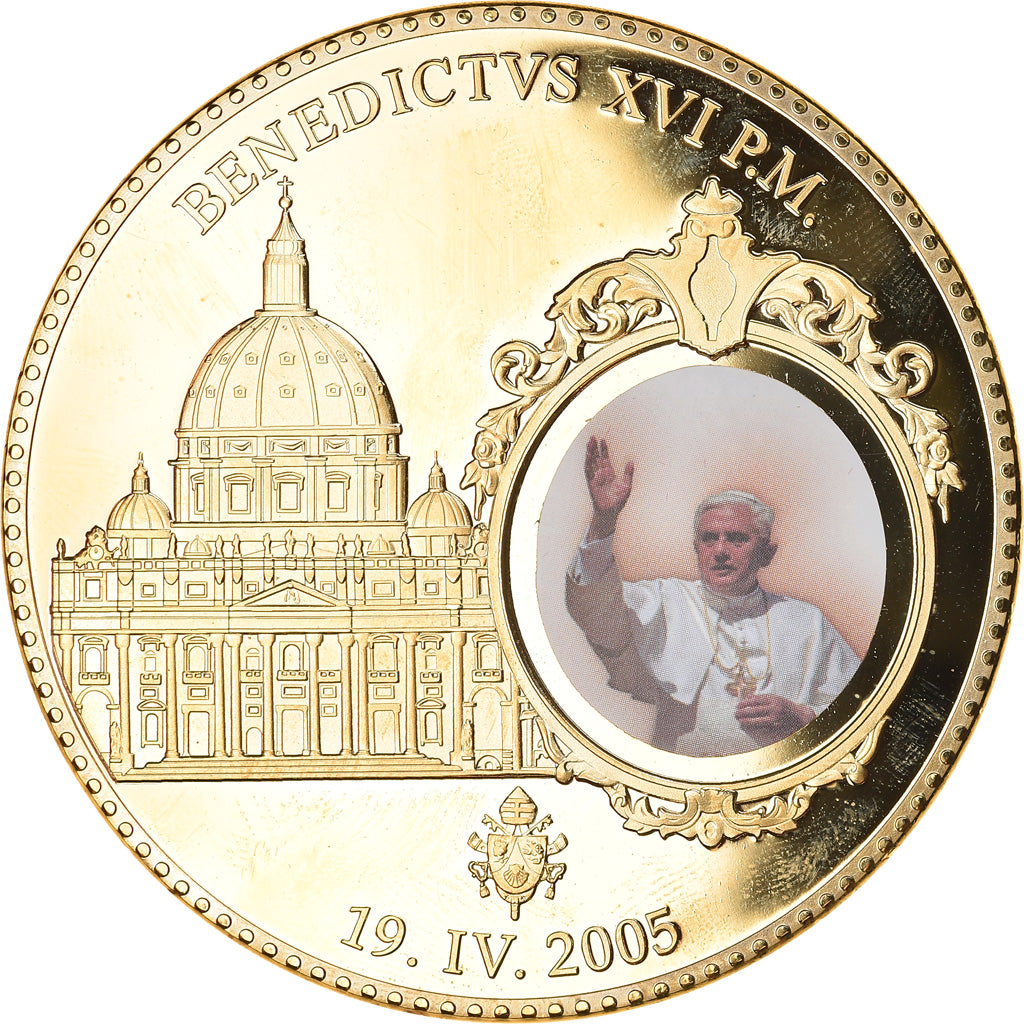 Vaticano, medaglia, Le Pape Benoit XVI, 2011, FDC, Rame dorato