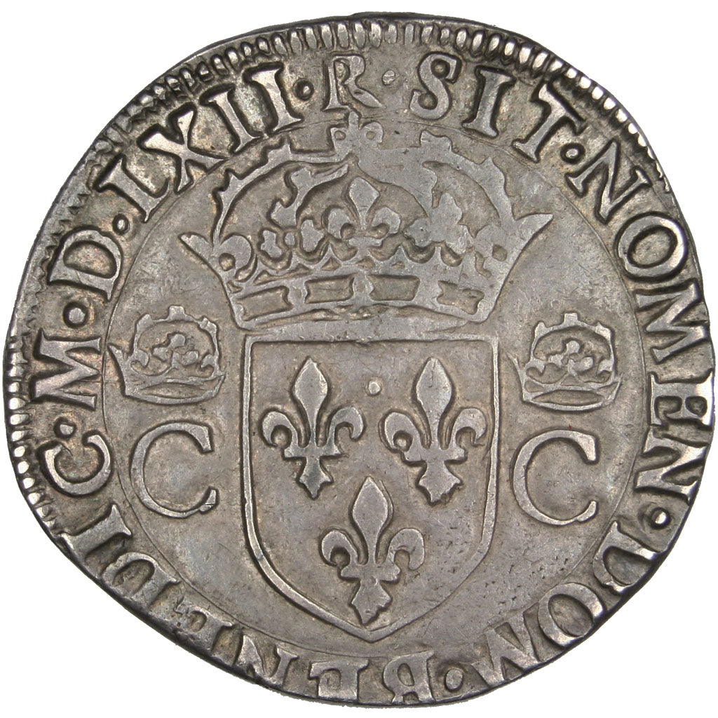 FRANCE, Teston, 1562, Toulouse, EF(40-45), Silver, Sombart #4602, 9.38