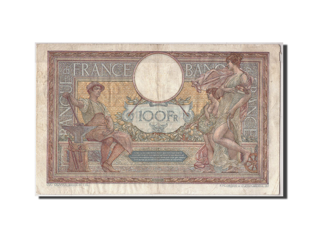 Banknote, France, 100 Francs, 100 F 1908-1939 ''Luc Olivier Merson'', 1917