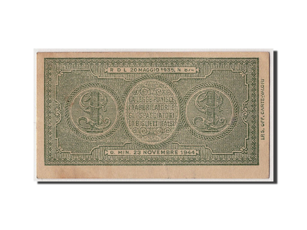 Billet, Italie, 1 Lira, 1944, 1944-11-23, KM:29a, SUP