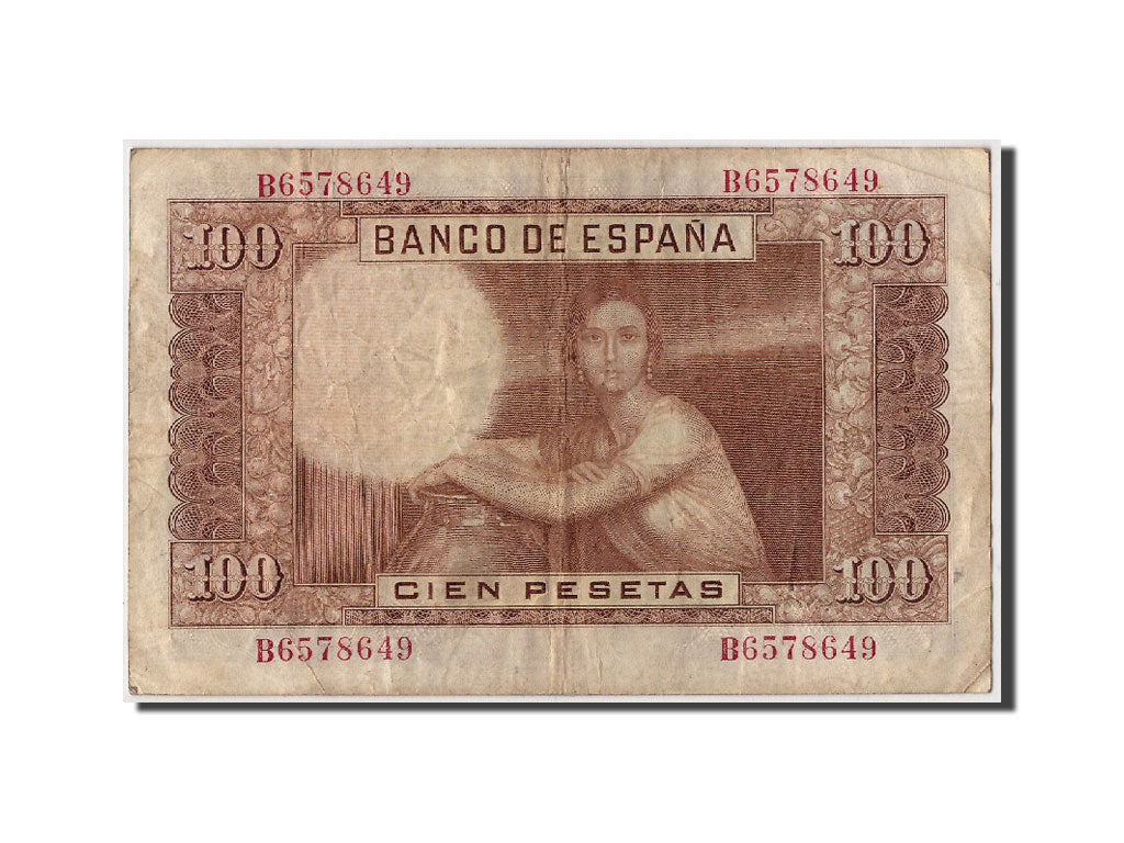 Spain, 100 Pesetas, 1955, KM:145a, 1953-04-07, VF(20-25)