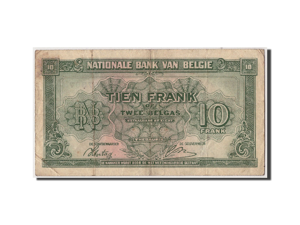 Banknote, Belgium, 10 Francs-2 Belgas, 1943, 1943-02-01, KM:122, VF(20-25)