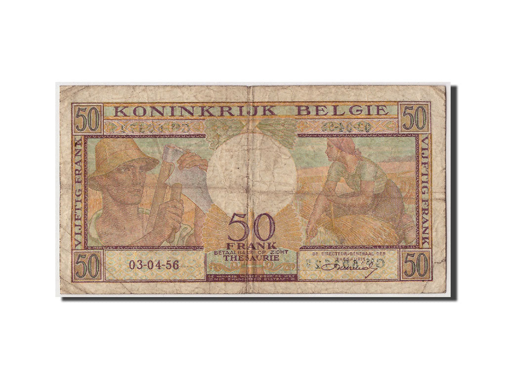Billet, Belgique, 50 Francs, 1956, 1956-04-03, KM:133b, B+