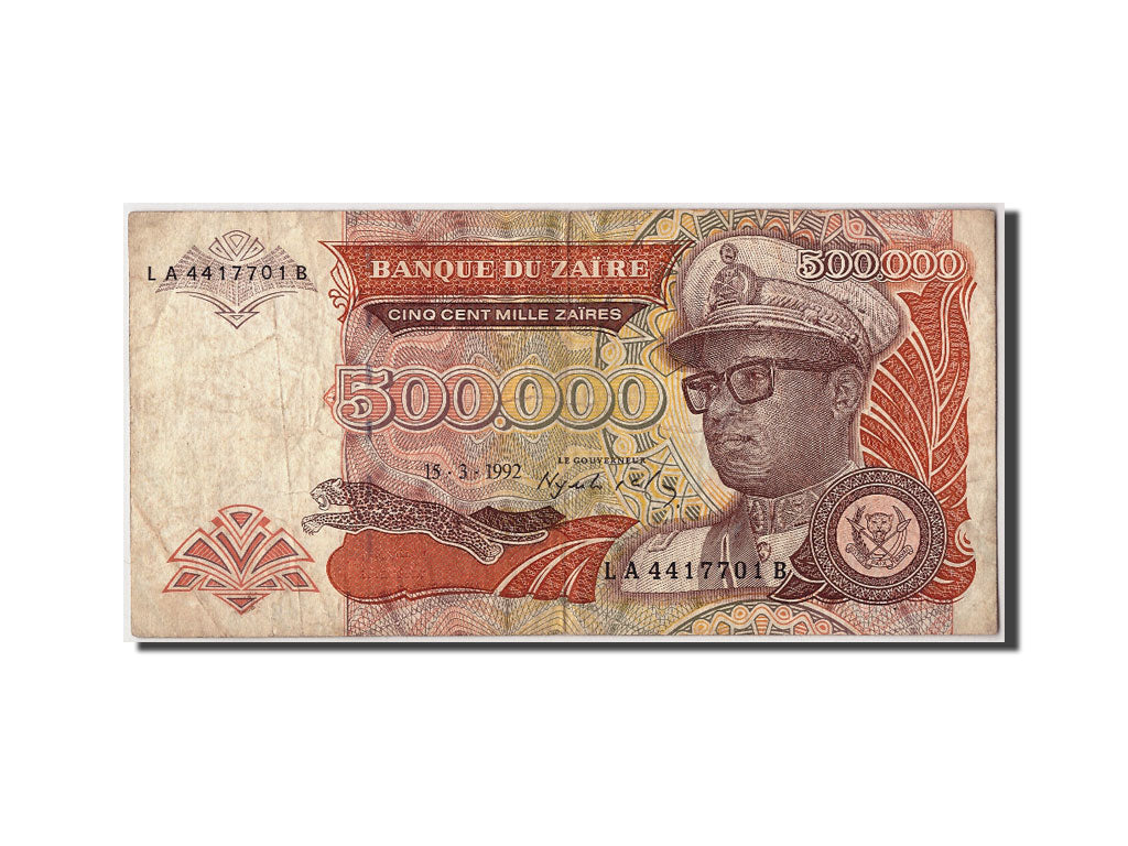 Billet, Zaïre, 500,000 Zaïres, 1992, 1992-03-15, KM:43a, TB