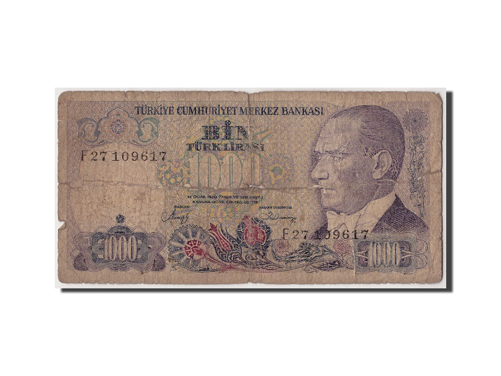 Banknote, Turkey, 1000 Lira, L.1970 (1986), 1970-01-14, KM:196, VG(8-10)