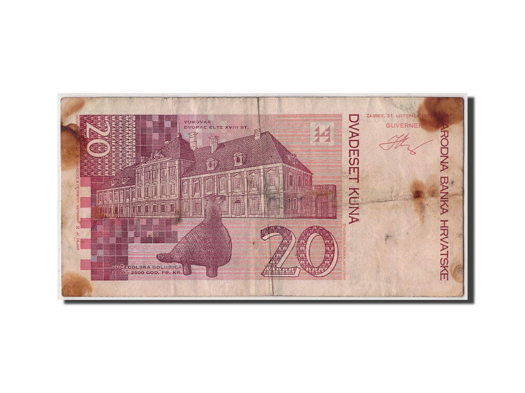 Banknote, Croatia, 20 Kuna, 1993, 1993-10-31, KM:30a, VG(8-10)
