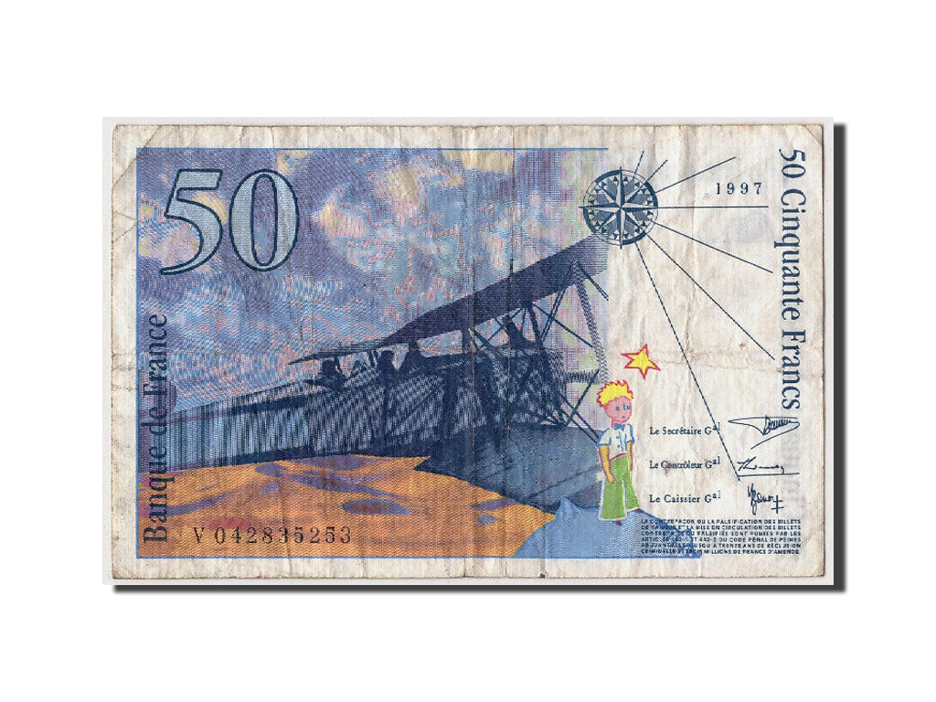 France, 50 Francs 1992-1999 ''St Exupéry'', 1997, KM:157Ad, VF(20-25)