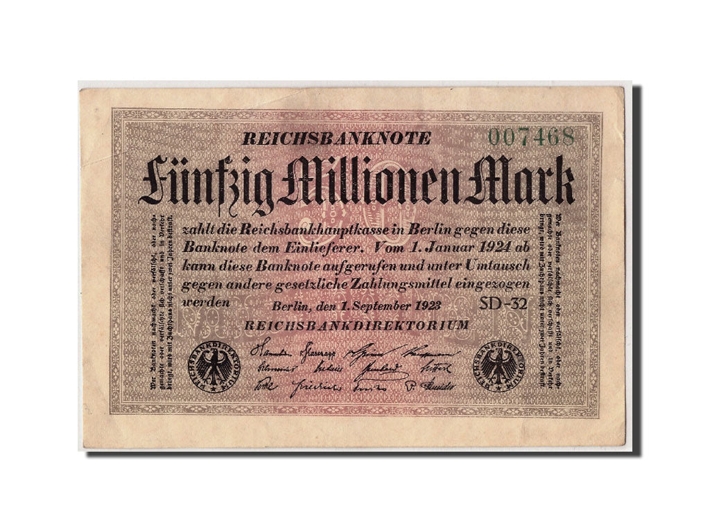 Banknote, Germany, 50 Millionen Mark, 1923, 1923-09-01, KM:109c, AU(55-58)