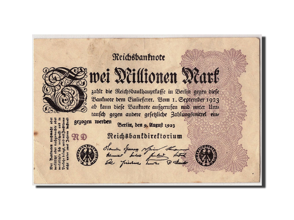 Banknote, Germany, 2 Millionen Mark, 1923, 1923-08-09, KM:104b, AU(50-53)
