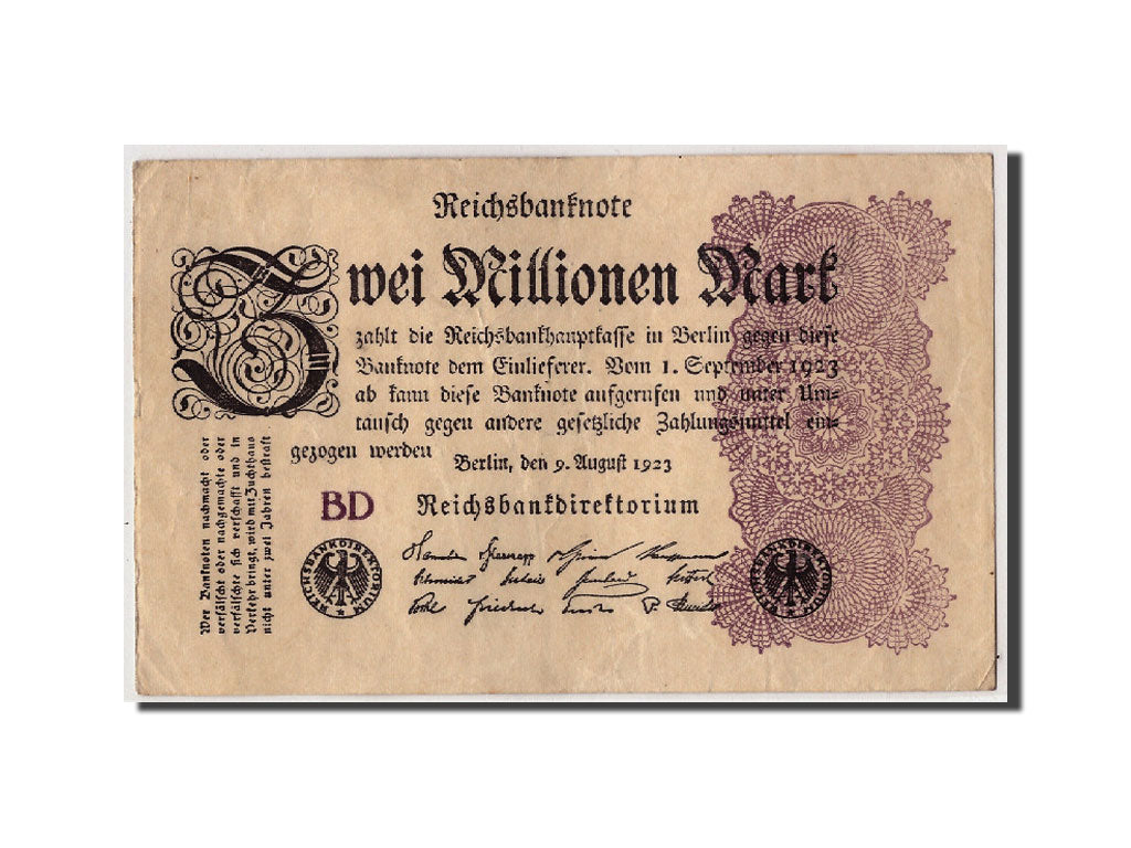 Banknote, Germany, 2 Millionen Mark, 1923, 1923-08-09, KM:104b, AU(50-53)