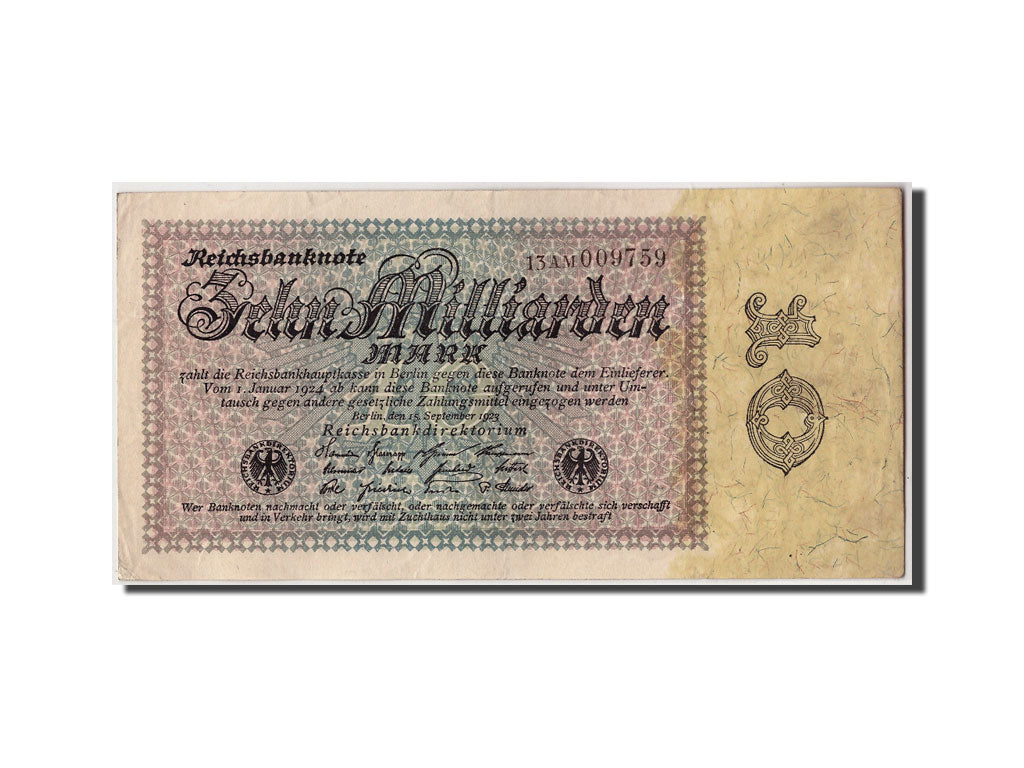Banknote, Germany, 10 Milliarden Mark, 1923, 1923-09-15, KM:116a, EF(40-45)