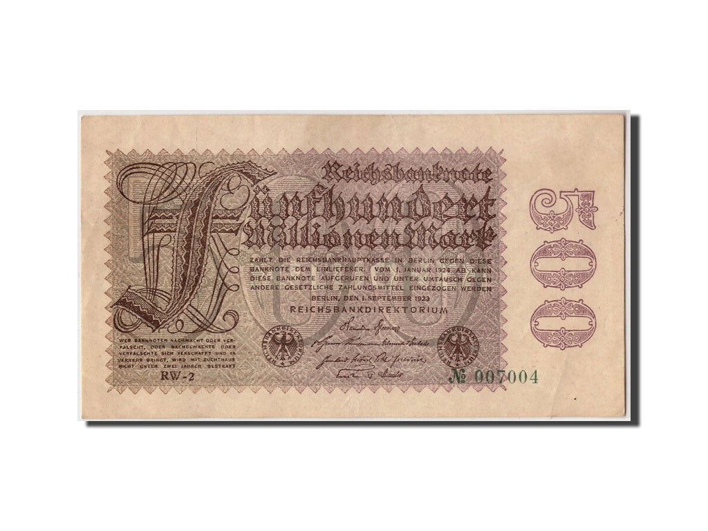 Banknote, Germany, 500 Millionen Mark, 1923, 1923-09-01, KM:110d, AU(55-58)