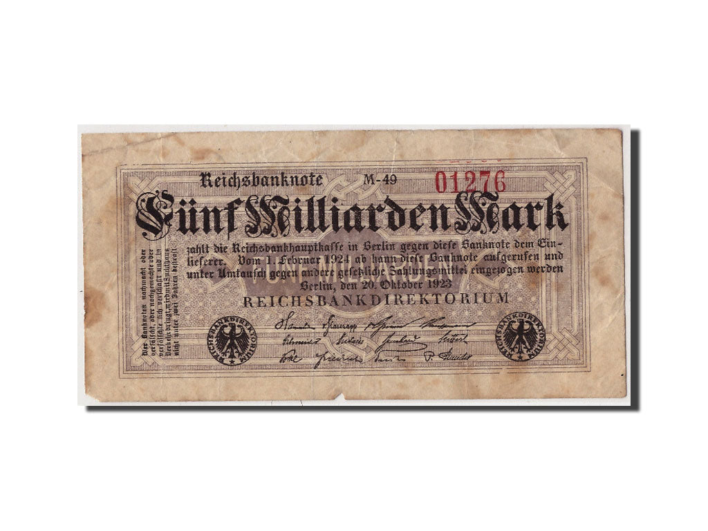 Germany, 5 Milliarden Mark, 1923, KM:123a, 1923-10-20, F(12-15)