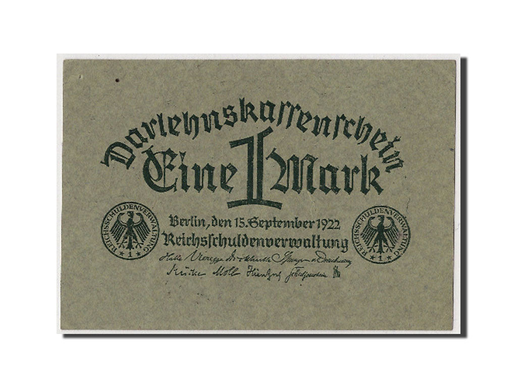 Geldschein, Deutschland, 1 Mark, 1922, 1922-09-15, KM:61a, UNZ-