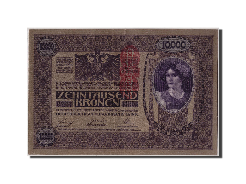 Austria, 10,000 Kronen, Undated (1919), KM:64, 1918-11-02, EF(40-45)