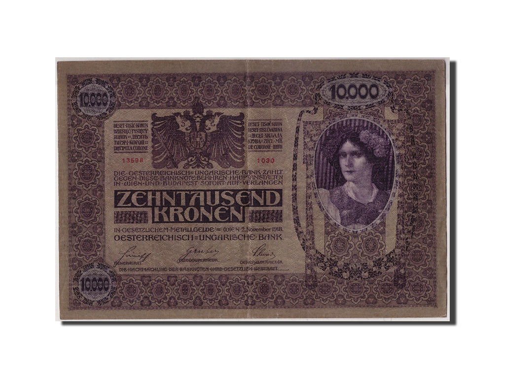 Austria, 10,000 Kronen, Undated (1919), KM:64, 1918-11-02, EF(40-45)