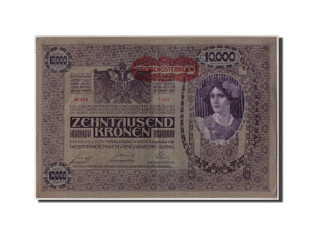 Banknote, Austria, 10,000 Kronen, Undated (1919), 1918-11-02, KM:65, EF(40-45)