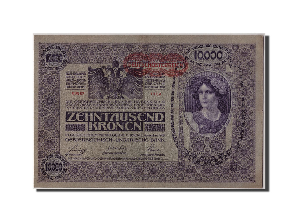 Banknote, Austria, 10,000 Kronen, Undated (1919), 1918-11-02, KM:65, VF(30-35)