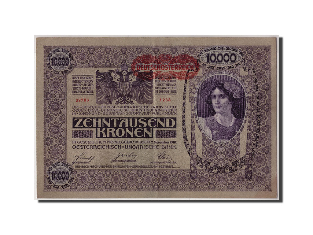 Billet, Autriche, 10,000 Kronen, Undated (1919), 1918-11-02, KM:65, TB+