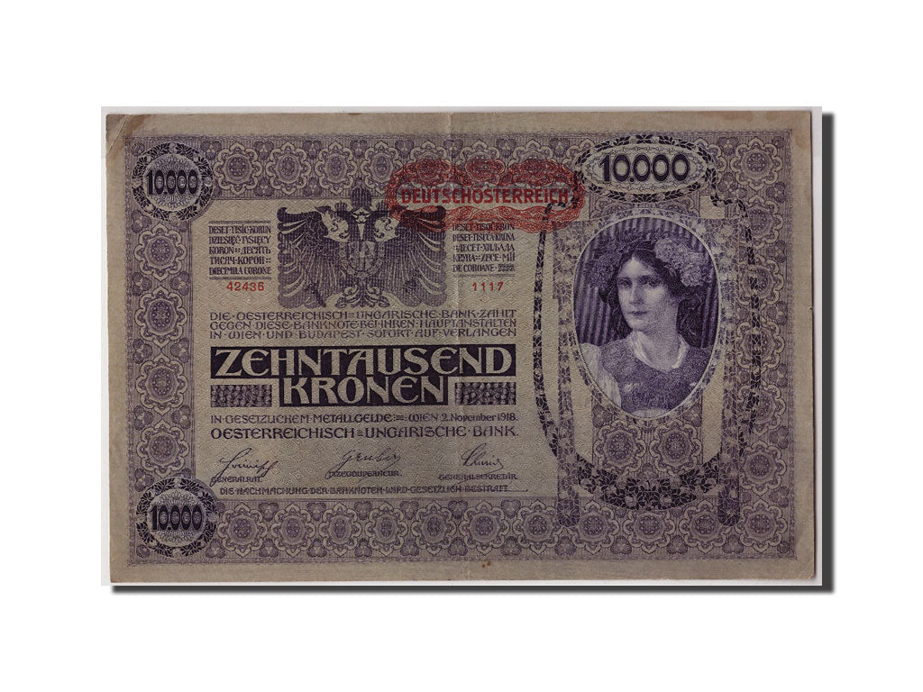 Banconote, Austria, 10,000 Kronen, Undated (1919), KM:65, 1918-11-02, MB+
